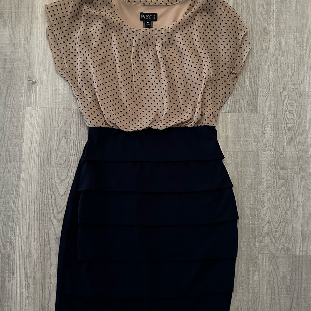 Elegant Polka Dot and Navy Skirt by Express